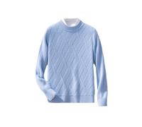 Dndrdhfb Pullover da uomo a righe obliquo girocollo, maglione morbido in lana tinta unita, top di grandi dimensioni, Blu, S