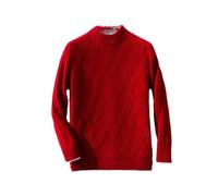 Dndrdhfb Pullover da uomo a righe obliquo girocollo, maglione morbido in lana tinta unita, top di grandi dimensioni, Rosso, S