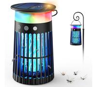 Dnenellr Lampada Antizanzare da Esterno Solare, 3 in 1 Zanzariera Elettrica Solare Ricaricabile 4000mAh, 4200V, Impermeabile, Lampada Zanzare Solare Adatto a Balconi, Giardini, Interni ed Esterni