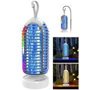 Dnenellr Lampada Antizanzare Elettrica con Luce Notturna e LED Colorati, Zanzariera Elettrica USB Ricaricabile, IPX5, per Giardino, Casa, Campeggio, con Spazzola Pulizia (Bianco Grigio)