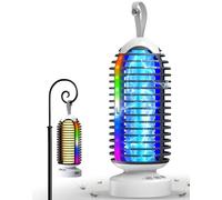Dnenellr Lampada Antizanzare Elettrica con Luce Notturna e LED Colorati, Zanzariera Elettrica USB Ricaricabile, IPX5, per Giardino, Casa, Campeggio, con Spazzola Pulizia (Bianco Nero)