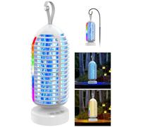 Dnenellr Lampada Antizanzare Elettrica con Luce Notturna e LED Colorati, Zanzariera Elettrica USB Ricaricabile, IPX5, per Giardino, Casa, Campeggio, con Spazzola Pulizia (Bianco)