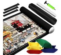 DNGH Tappeto Puzzle 1000 1500 2000 Pezzi Tappetino Puzzle, Porta Puzzle Arrotolabile, Puzzle Mat con 4 Vassoi per Smistare i Puzzle, Pompa Gonfiabile, Accessorio per Riporre Puzzl