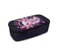 Dngkaoje Astuccio grande per ragazze e ragazzi, astuccio estetico con cerniera, grazioso astuccio per la scuola, Musica Rosa Axolotl, L10.2xW4.5xH3.2 inches, Con tasca per il