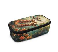 Dngkaoje Astuccio grande per ragazze e ragazzi, astuccio estetico con cerniera, grazioso astuccio per la scuola, Giraffa Carino, L10.2xW4.5xH3.2 inches, Con tasca per il