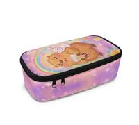 Dngkaoje Astuccio grande per ragazze e ragazzi, astuccio estetico con cerniera, grazioso astuccio per la scuola, Kawaii Capybara Arcobaleno, L10.2xW4.5xH3.2 inches, Con tasca per il