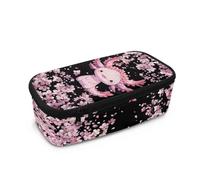 Dngkaoje Astuccio grande per ragazze e ragazzi, astuccio estetico con cerniera, grazioso astuccio per la scuola, Axolotl ai fiori di ciliegio, L10.2xW4.5xH3.2 inches, Con tasca per il