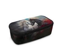 Dngkaoje Astuccio grande per ragazze e ragazzi, astuccio estetico con cerniera, grazioso astuccio per la scuola, Cavallo fresco., L10.2xW4.5xH3.2 inches, Con tasca per il