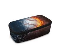 Dngkaoje Astuccio grande per ragazze e ragazzi, astuccio estetico con cerniera, grazioso astuccio per la scuola, Baseball Acqua Fiamma, L10.2xW4.5xH3.2 inches, Con tasca per il