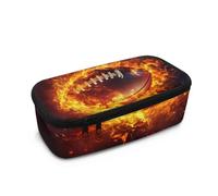 Dngkaoje Astuccio grande per ragazze e ragazzi, astuccio estetico con cerniera, grazioso astuccio per la scuola, Flame America Football, L10.2xW4.5xH3.2 inches, Con tasca per il