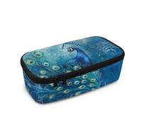 Dngkaoje Astuccio portapenne di grande capacità per la scuola, ragazzi e ragazze, astuccio da viaggio, Pavone blu., L10.2xW4.5xH3.2 inches, Con tasca per il