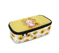 Dngkaoje Astuccio portapenne di grande capacità per la scuola, ragazzi e ragazze, astuccio da viaggio, Axololt Girasole, L10.2xW4.5xH3.2 inches, Con tasca per il