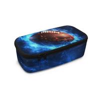 Dngkaoje Astuccio portapenne di grande capacità per studenti delle scuole superiori, astuccio per ufficio e università, Palla da rugby Blue Flame, L10.2xW4.5xH3.2 inches, Con tasca per il