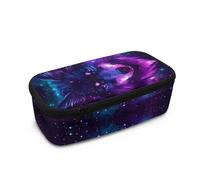 Dngkaoje Astuccio portapenne di grande capacità per studenti delle scuole superiori, astuccio per ufficio e università, Lupo Notte Stellata, L10.2xW4.5xH3.2 inches, Con tasca per il