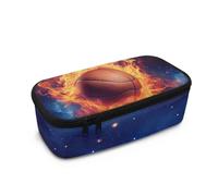 Dngkaoje Astuccio portapenne di grande capacità per studenti delle scuole superiori, astuccio per ufficio e università, Pallacanestro Blu Starry Night Flame, L10.2xW4.5xH3.2 inches, Con tasca per il