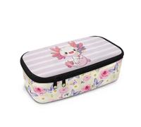 Dngkaoje Astuccio scolastico per bambini, ragazze e ragazzi, grande astuccio con cerniera per penne, organizer da scrivania, Axololt unico, L10.2xW4.5xH3.2 inches, Con tasca per il