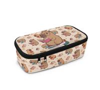 Dngkaoje Astuccio scolastico per bambini, ragazze e ragazzi, grande astuccio con cerniera per penne, organizer da scrivania, Divertente lettura Capibara, L10.2xW4.5xH3.2 inches, Con tasca per il