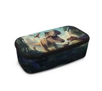 Dngkaoje Astuccio scolastico per bambini, ragazze e ragazzi, grande astuccio con cerniera per penne, organizer da scrivania, Immagini di dinosauro animale, L10.2xW4.5xH3.2 inches, Con tasca per il