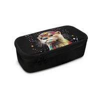 Dngkaoje Astuccio scolastico per bambini, ragazze e ragazzi, grande astuccio con cerniera per penne, organizer da scrivania, Lontra divertente nera, L10.2xW4.5xH3.2 inches, Con tasca per il