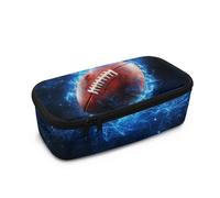 Dngkaoje Astuccio scolastico per bambini, ragazze e ragazzi, grande astuccio con cerniera per penne, organizer da scrivania, Pallone da rugby Blue Lightning, L10.2xW4.5xH3.2 inches, Con tasca per il