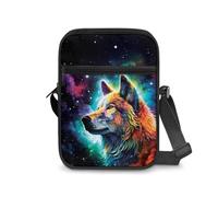Dngkaoje Borsa a tracolla da donna, borsa a tracolla da viaggio, mini portafoglio con cerniera e tracolla regolabile, Lupo del cielo stellato, L7xW2xH9 inches