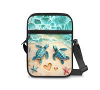 Dngkaoje Borsa a tracolla da donna, borsa a tracolla da viaggio, mini portafoglio con cerniera e tracolla regolabile, Tartaruga Blu Oceano, L7xW2xH9 inches