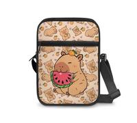 Dngkaoje Borsa a tracolla da donna, borsa a tracolla da viaggio, mini portafoglio con cerniera e tracolla regolabile, Divertente Anguria Capibara, L7xW2xH9 inches