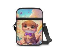 Dngkaoje Borsa a tracolla da donna, borsa a tracolla da viaggio, mini portafoglio con cerniera e tracolla regolabile, Lontra Kawaii, L7xW2xH9 inches