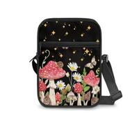 Dngkaoje Borsa a tracolla da donna, borsa a tracolla da viaggio, mini portafoglio con cerniera e tracolla regolabile, Arte Fiore Fungo, L7xW2xH9 inches