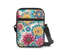 Dngkaoje Borsa a tracolla da donna, borsa a tracolla da viaggio, mini portafoglio con cerniera e tracolla regolabile, Vintage Hippie Fiore, L7xW2xH9 inches