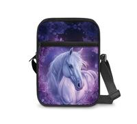 Dngkaoje Borsa a tracolla da donna, borsa a tracolla da viaggio, mini portafoglio con cerniera e tracolla regolabile, Cavallo stellato viola, L7xW2xH9 inches