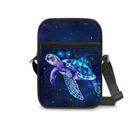 Dngkaoje Borsa a tracolla da donna, borsa a tracolla da viaggio, mini portafoglio con cerniera e tracolla regolabile, Tartaruga Notte Stellata, L7xW2xH9 inches