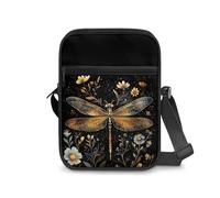 Dngkaoje Borsa a tracolla da donna, borsa a tracolla da viaggio, mini portafoglio con cerniera e tracolla regolabile, Elegante Libellula Art, L7xW2xH9 inches