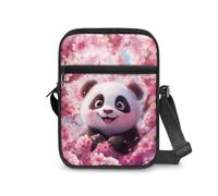 Dngkaoje Borsa a tracolla da donna, borsa a tracolla da viaggio, mini portafoglio con cerniera e tracolla regolabile, Simpatico Panda Cherry Blossom, L7xW2xH9 inches