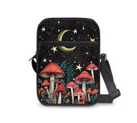Dngkaoje Borsa a tracolla da donna, borsa a tracolla da viaggio, mini portafoglio con cerniera e tracolla regolabile, Stile fungo rosso, L7xW2xH9 inches
