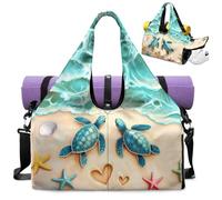 Dngkaoje Borsa da palestra con tartaruga da spiaggia con scomparto per scarpe, borsa da yoga da donna, graziosa borsa da palestra con cerniera, borsa sportiva con animali, borsone sportivo per ragazzi