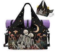 Dngkaoje Borsa da palestra da donna con tracolla da yoga con scomparto per scarpe con stampa di note di girasole borsa da yoga per pilates, accessori da yoga per donne Pilates Reformer Board Carry Bag