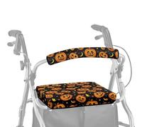 Dngkaoje Copri deambulatore a forma di zucca di Halloween per sedile e schienale, pieghevole, con sedile, 2 pezzi, accessori per deambulatori per anziani, copertura antipolvere per anziani in vita