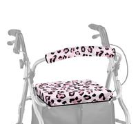 Dngkaoje Coprisedili per deambulatori con stampa leopardata rosa per anziani con girasole e bracciolo, copertura morbida antipolvere per anziani in vita assistita, 2 pezzi copri maniglie per