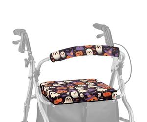 Dngkaoje Halloween Spooky Drive Rollator Walker con sedile Parti di ricambio Walker Accessori per anziani con sedile Kawaii Animal Handle Covers per camminatori Copertura di protezione in tessuto