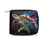 Dngkaoje Portafogli bifold con cerniera per uomo pochette in pelle PU con più slot per carte di credito organizzatore casual per denaro, Tartaruga a getto d'inchiostro, L4.9xW1xH4.2 inches