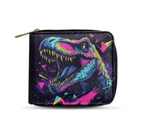 Dngkaoje Portafogli bifold con cerniera per uomo pochette in pelle PU con più slot per carte di credito organizzatore casual per denaro, Dinosauro Bully, L4.9xW1xH4.2 inches