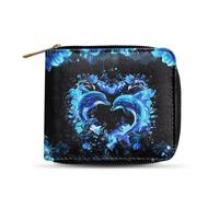 Dngkaoje Portafogli bifold con cerniera per uomo pochette in pelle PU con più slot per carte di credito organizzatore casual per denaro, Delfino neon, L4.9xW1xH4.2 inches