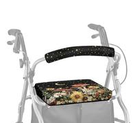 Dngkaoje Set di 2 coprisedili protettivi per deambulatori e deambulatori con sedile, lavabili e decorativi, motivo fungo con farfalla