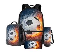 Dngkaoje Set di zaini per la scuola 4 in 1 per bambini e bambine, con portapranzo, astuccio per la scuola, custodia per bottiglia d'acqua, Design a forma di pallone