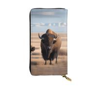 DngSer A Buffalo Plains Print Leather Long Clutch Wallet - Portafoglio da donna alla moda personalizzato con porta carte, tasca portamonete