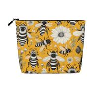 DngSer Borsa per il trucco in canapa finta con ape dei cartoni animati, borsa da toilette multifunzionale da viaggio, accessori per il trucco, conservazione quotidiana - on-the-go!, nero, Taglia unica
