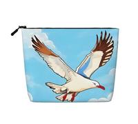 DngSer Flying Seagulls Fake Hemp Makeup Bag - Trousse da viaggio multifunzionale - Accessori per il trucco, conservazione quotidiana - On-the-go!, nero, Taglia unica