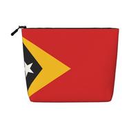 DngSer Trousse da viaggio multifunzionale con bandiera di Timor Est in canapa finta, accessorio per il trucco, per riporre tutti i giorni, nero, Taglia unica