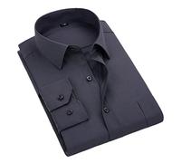 Dninmim Camicie da uomo Nero Bianco Blu Grigio Business Casual Camicie a maniche lunghe, Xd817 Grigio Scuro, 8XL